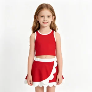 Sleeveless red white girls team active wear