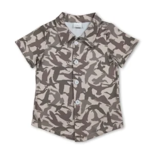 Boys Short  Hunting Camo Button Shirts Top